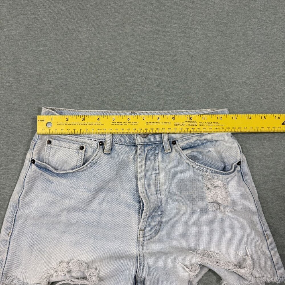 Pacsun Ultra High Rise Vintage Short Women's 24 Blue Cotton Distressed Festival - Picture 8 of 8